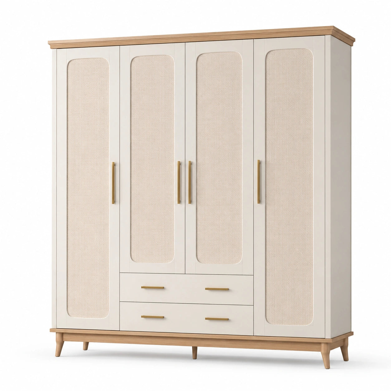 Armadio in MDF Beige con Ante e Cassetti