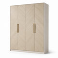 Armadio in legno con ante MDF e maniglie in acciaio beige 200x60x210 cm