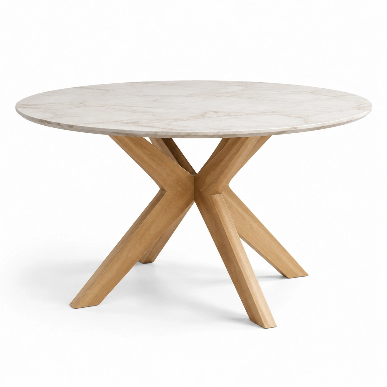 Tavolo da pranzo rotondo in marmo e legno, diametro 120 cm