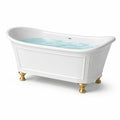Vasca da bagno freestanding in acrilico bianco con piedini in metallo color oro 170 cm