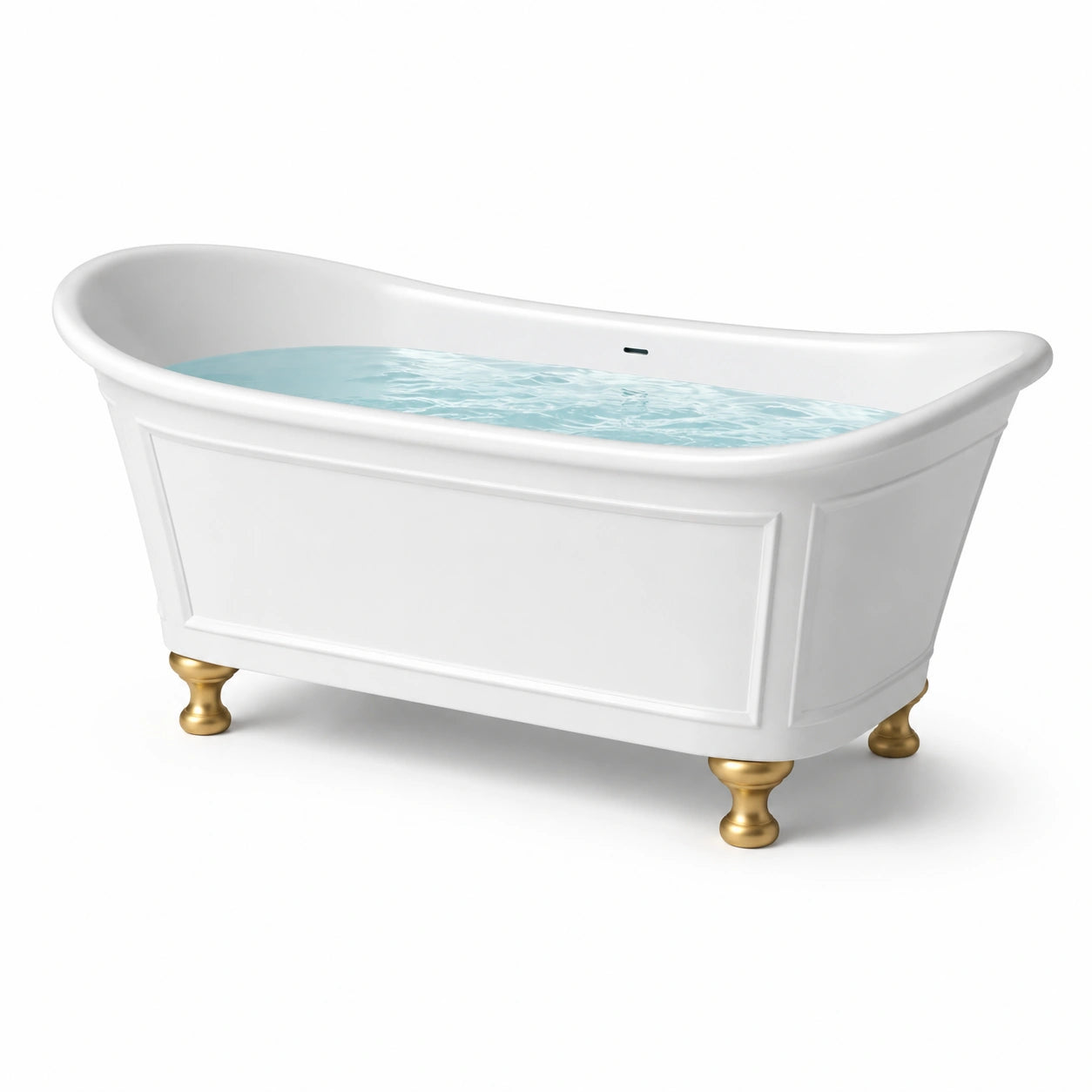 Vasca da bagno freestanding in acrilico bianco con piedini in metallo color oro 170 cm