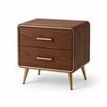 Comodino in legno con gambe in metallo e 2 cassetti