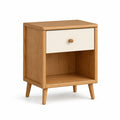 Comodino legno quercia cassetto crema