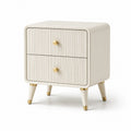Comodino in legno con doppi cassetti crema