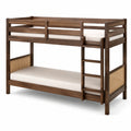 Letto a castello in legno e rattan marrone