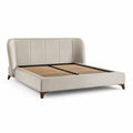 Letto matrimoniale in tessuto con struttura in legno