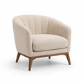 Poltrona in legno con rivestimento in poliestere beige
