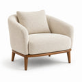 Poltrona in tessuto bouclé e legno massello beige