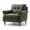 Poltrona in Pelle con Gambe in Legno
