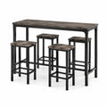 Set da bar tavolo rettangolare e sgabelli in legno e metallo marrone/nero