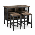Set da bar con tavolo e 2 sgabelli in legno e metallo verniciato a polvere